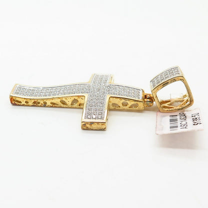 925 Sterling Silver Gold Plated Swarovski Crystals Religious Cross Pendant