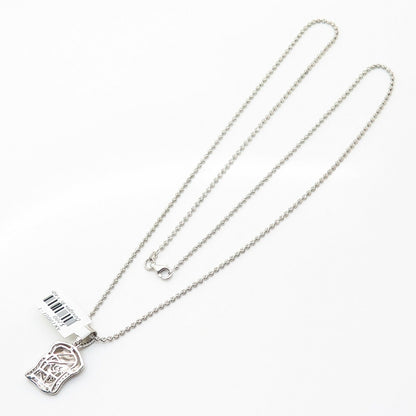 925 Sterling Italy Swarovski Crystal Jesus Pendant Bead Chain Necklace 24"