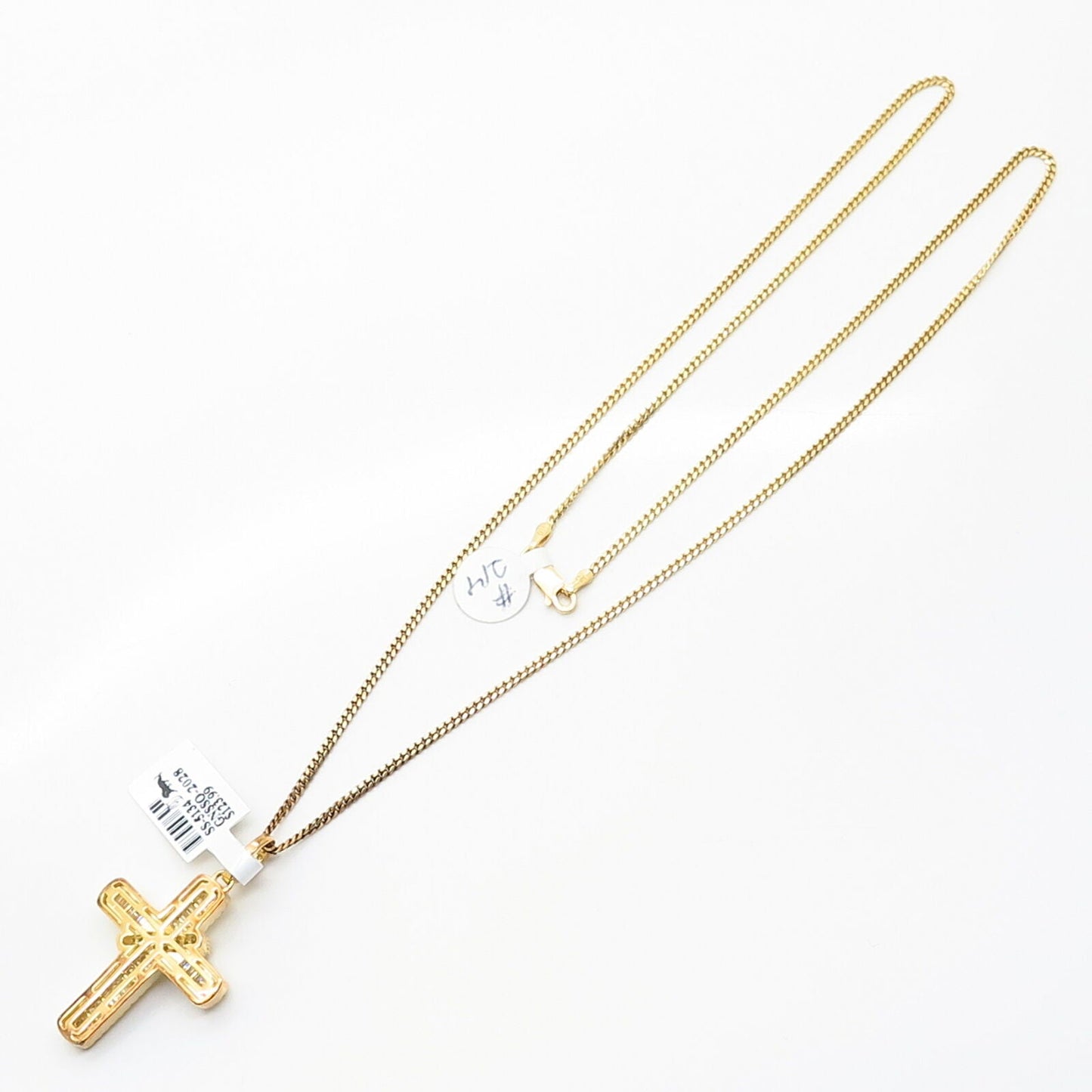 925 Sterling Gold Plated Swarovski Crystal Cross Pendant Chain Necklace 24"