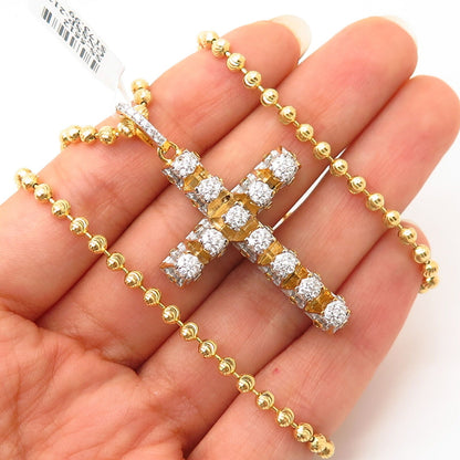 925 Sterling Gold Plated Italy Swarovski Crystal Cross Pendant Chain Necklace