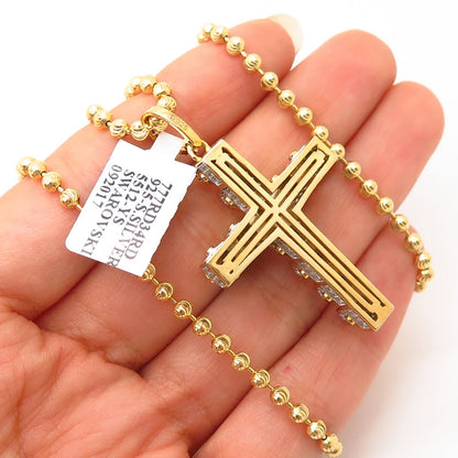 925 Sterling Gold Plated Italy Swarovski Crystal Cross Pendant Chain Necklace