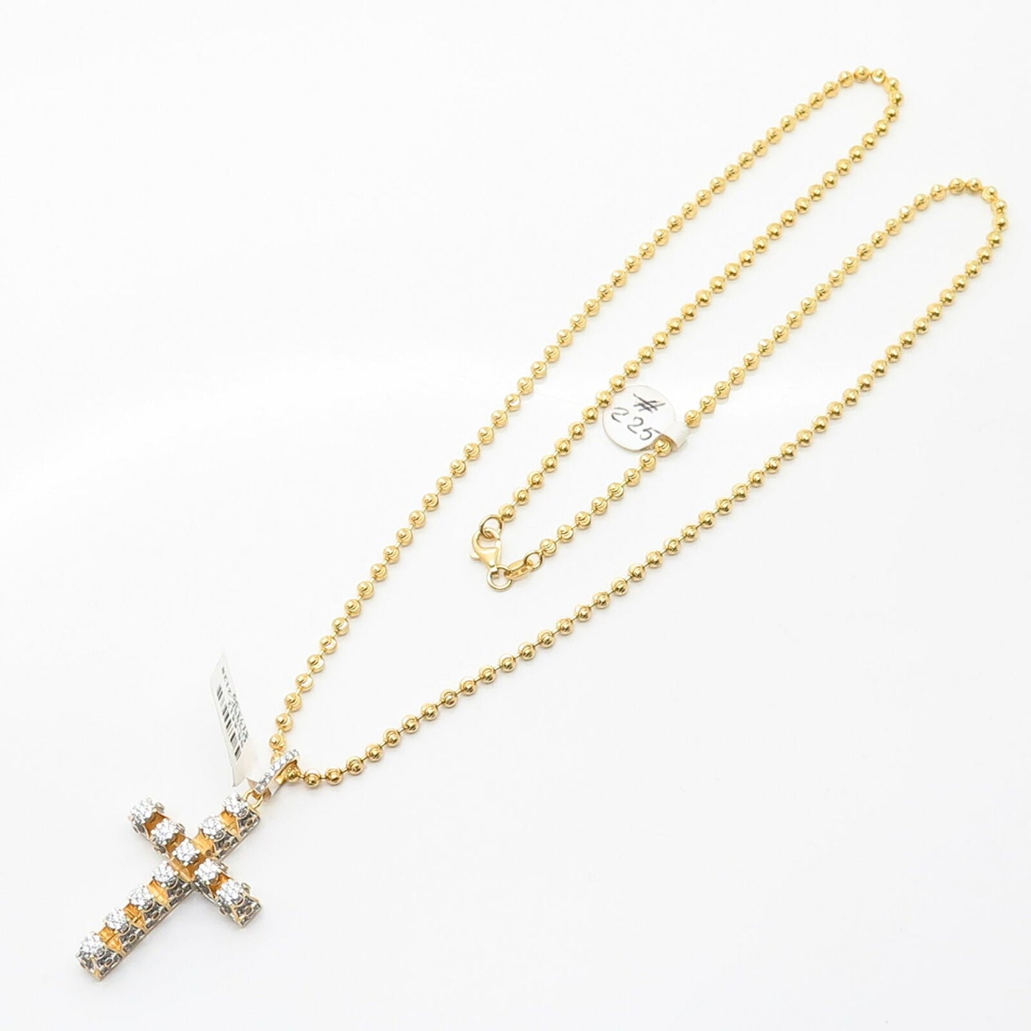 925 Sterling Gold Plated Italy Swarovski Crystal Cross Pendant Chain Necklace