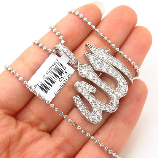 925 Sterling Italy Swarovski Crystal God in Arabic Pendant Chain Necklace 22"