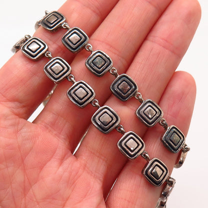 925 Sterling Silver Vintage Zina Square Bead Design Chain Necklace 17"