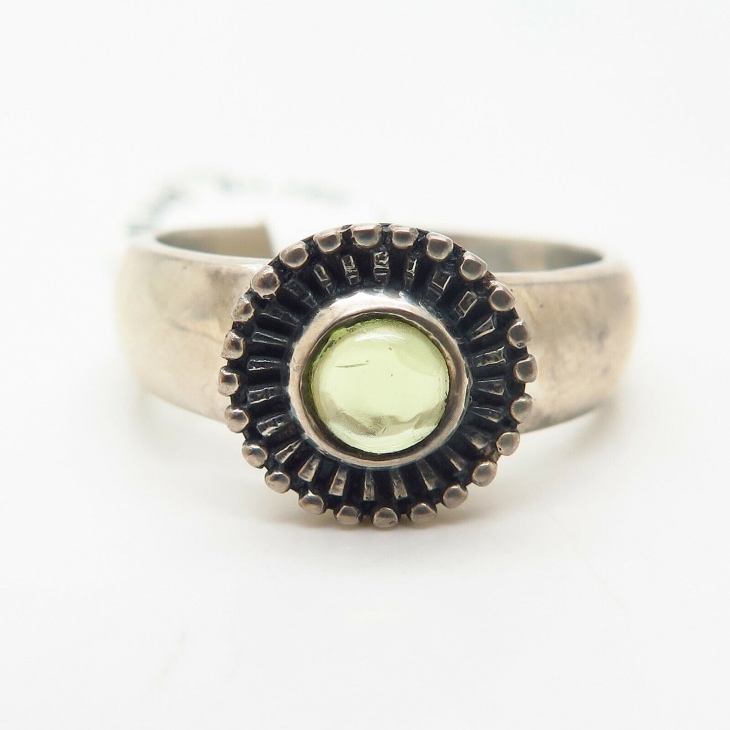 925 Sterling Silver Real Peridot Gemstone Sun Design Ring