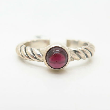 925 Sterling Silver Real Rhodolite Garnet Gemstone Twisted Design Ring