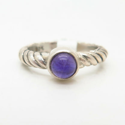 925 Sterling Silver Real Amethyst Gemstone Twisted Design Ring