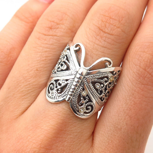 925 Sterling Silver C Z Butterfly Design Ring Size 6 1/4