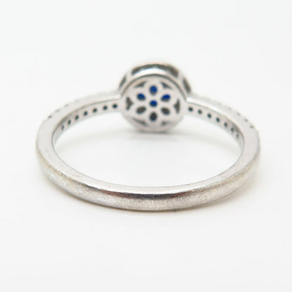 925 Sterling Silver White & Blue C Z Ring Size 10