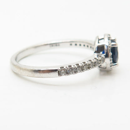 925 Sterling Silver White & Blue C Z Ring Size 10