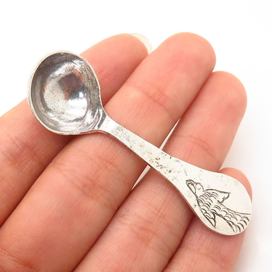 900 Silver Antique Soaring Eagle Design Salt & Spices Spoon