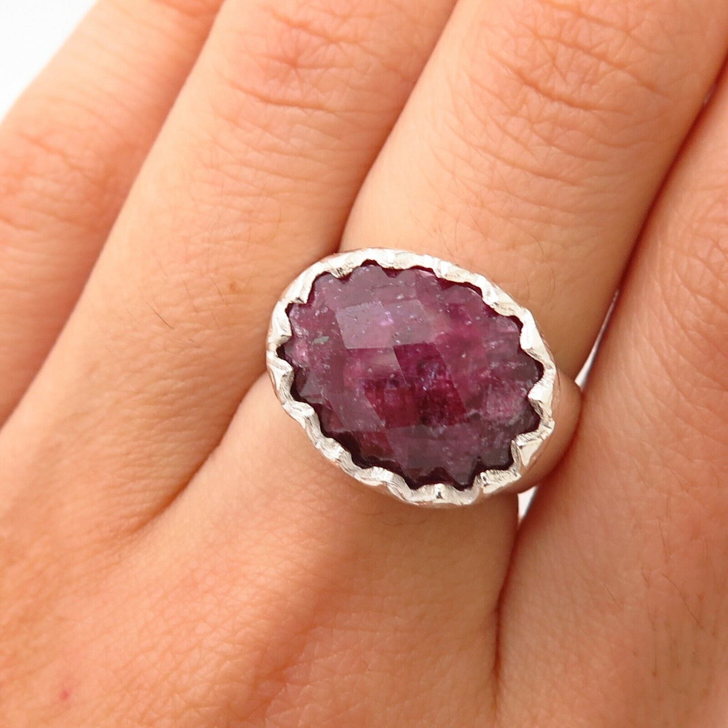 925 Sterling Silver Real Ruby Gemstone Ring