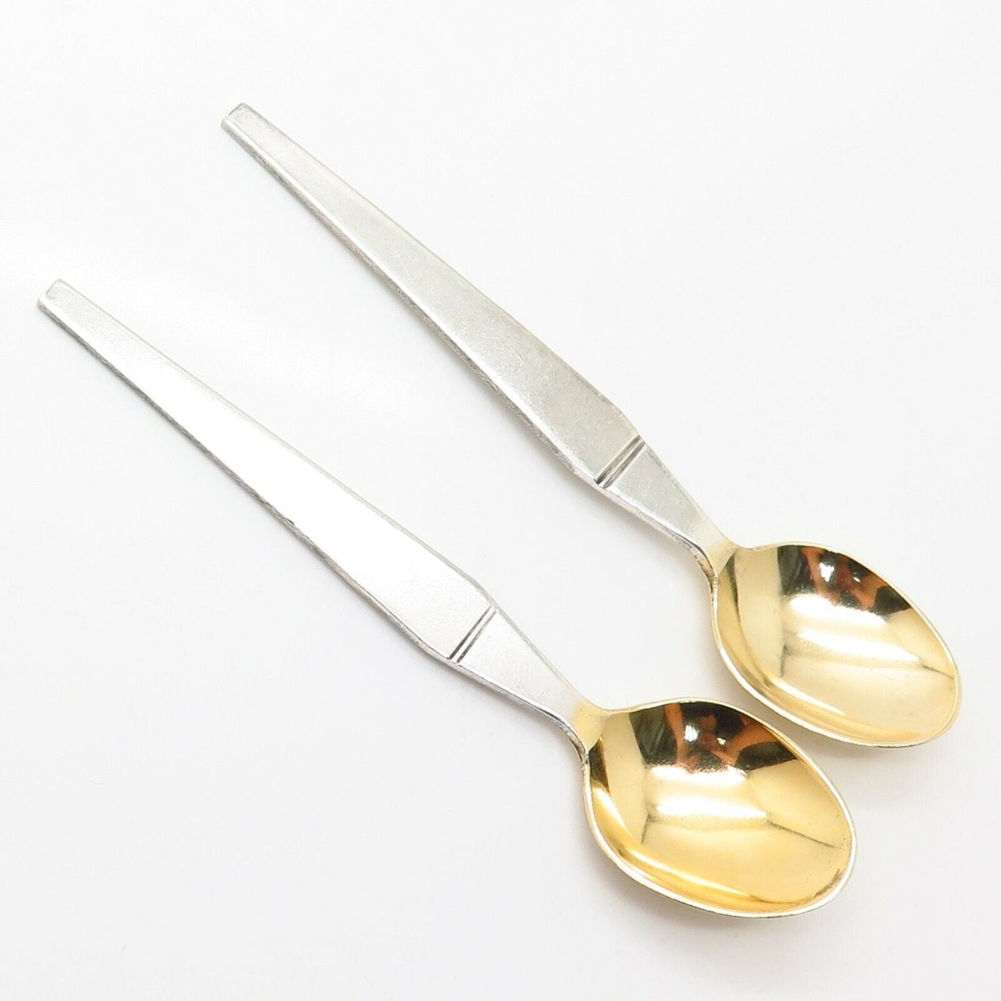 875 Silver 2-Tone Vintage Europe Set of 2 Demitasse Spoons