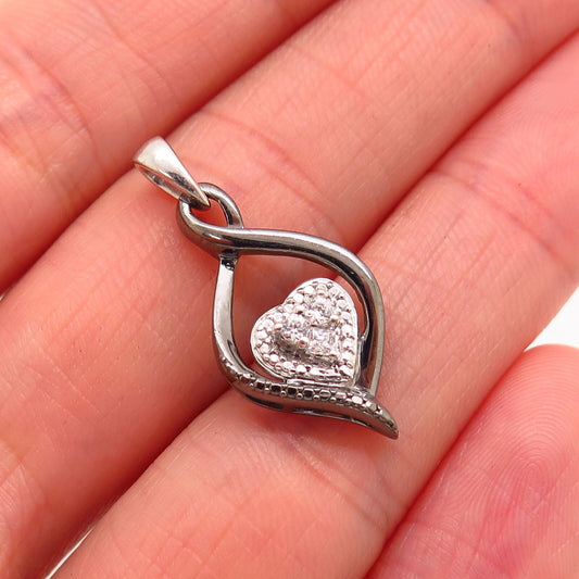 925 Sterling Silver C Z Heart Design Pendant