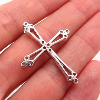 925 Sterling Silver C Z Slide Religious Cross Pendant