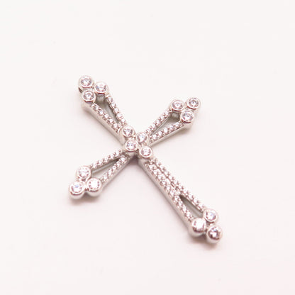 925 Sterling Silver C Z Slide Religious Cross Pendant