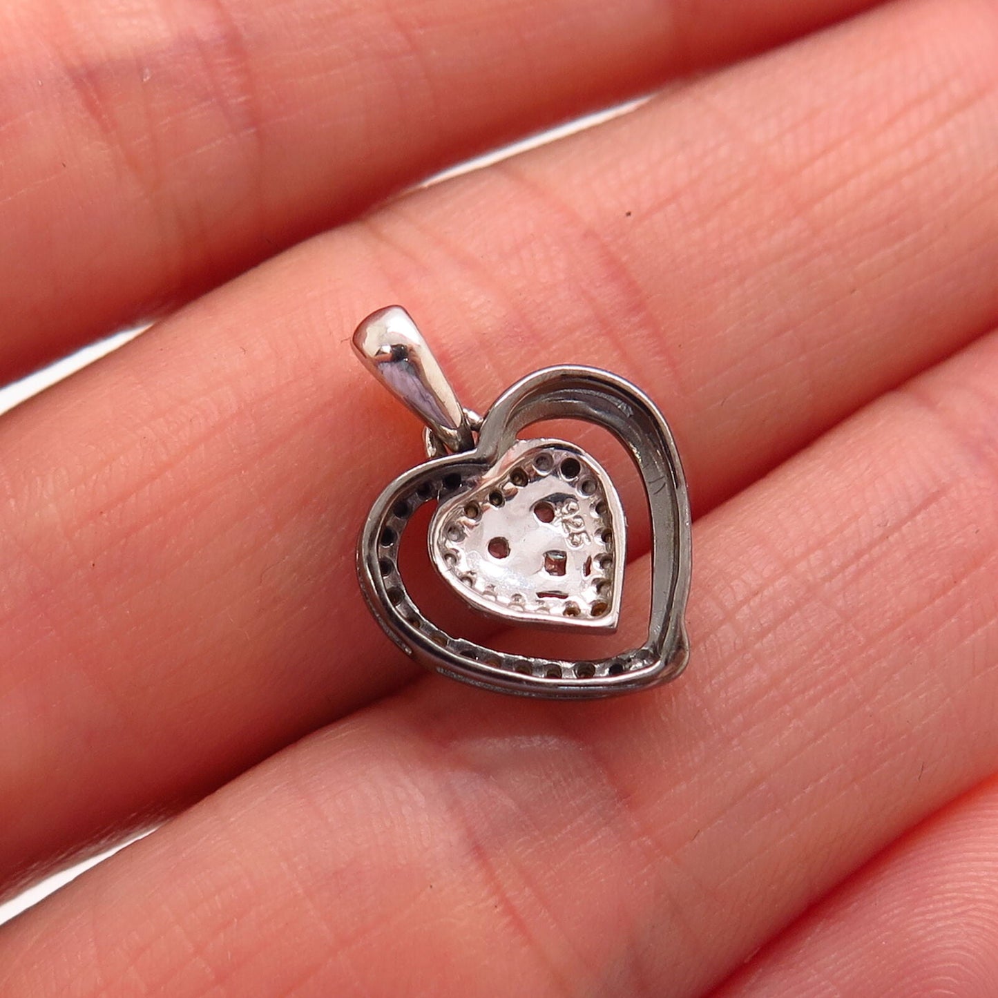 925 Sterling Silver C Z Heart Design Pendant