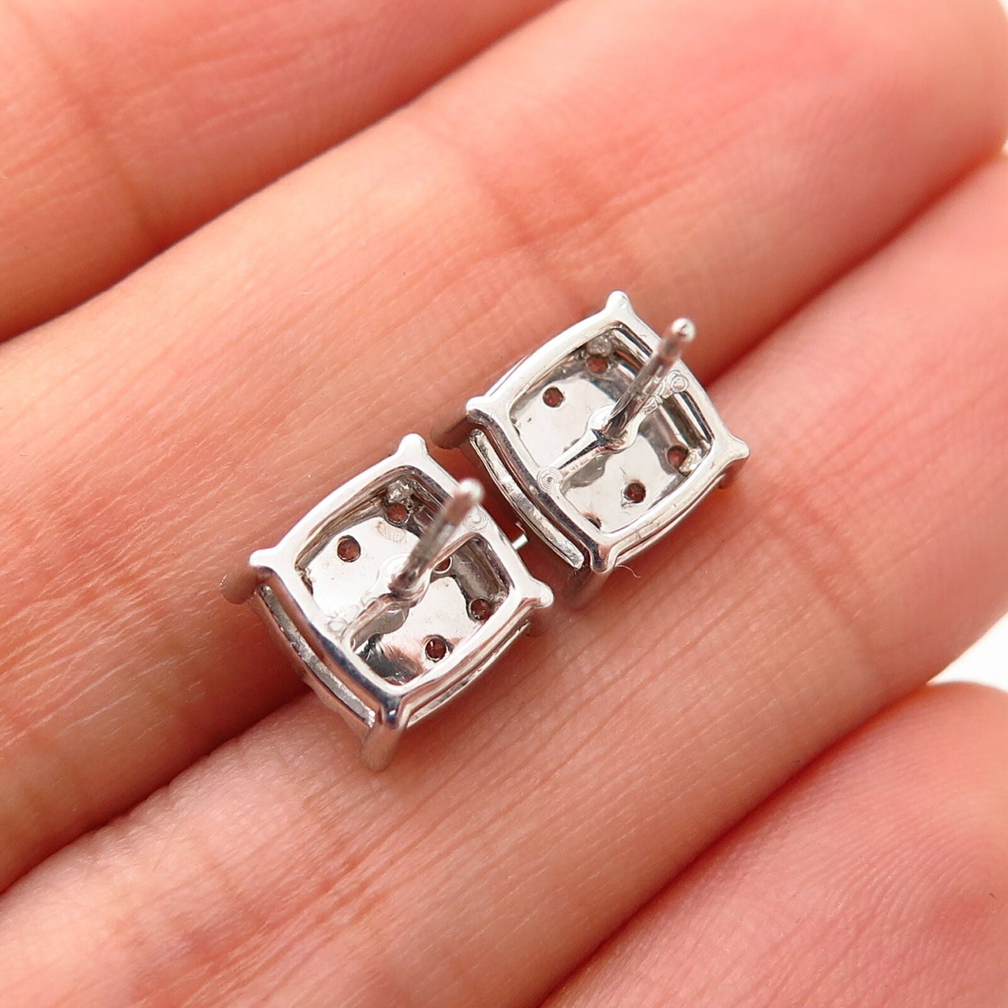 925 Sterling Silver C Z Square Stud Earrings