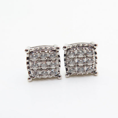 925 Sterling Silver C Z Square Stud Earrings