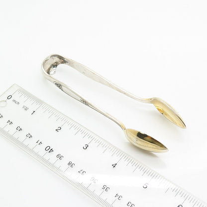 800 Silver 2-Tone Antique Floral Design Sugar Tongs