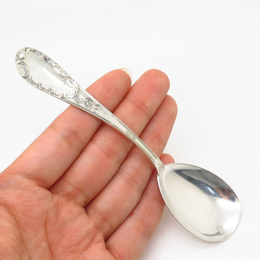 800 Silver Vintage Italy Palermo Lupo Bernardo Rose Floral Design Tea Spoon