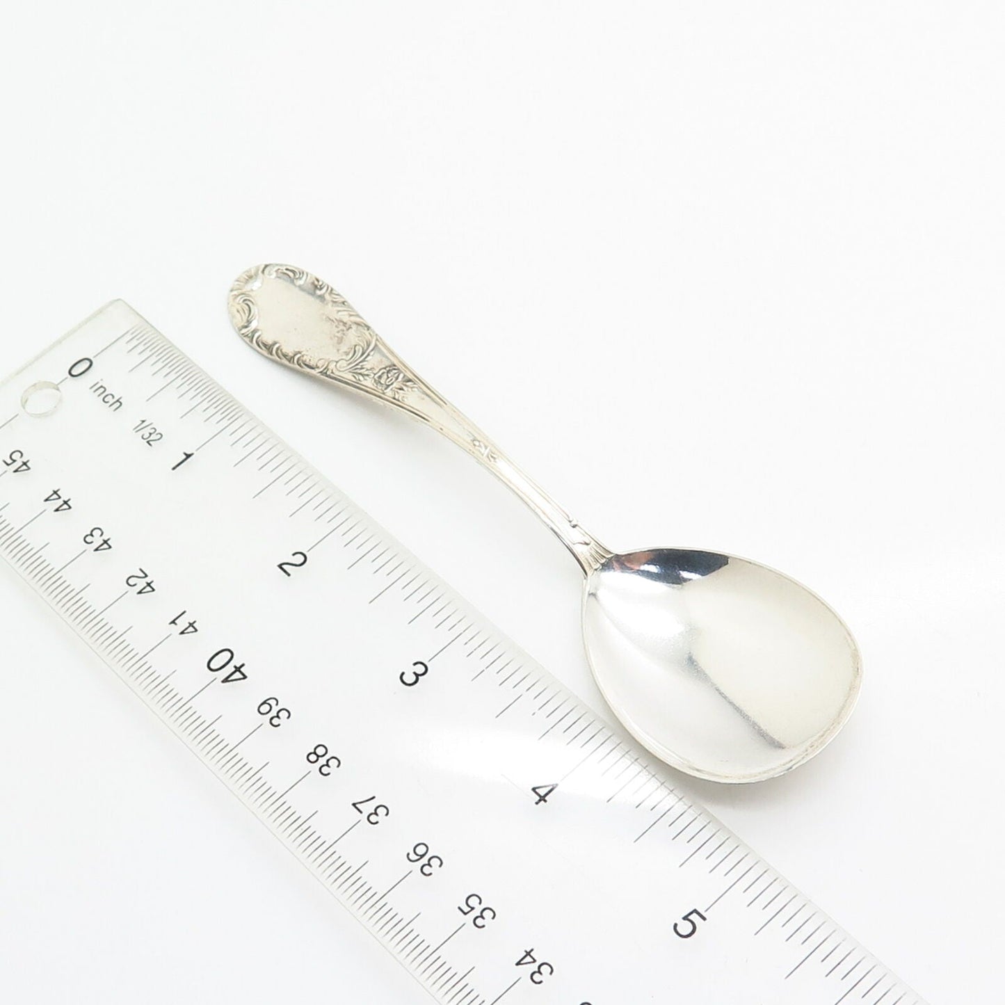 800 Silver Vintage Italy Palermo Lupo Bernardo Rose Floral Design Tea Spoon