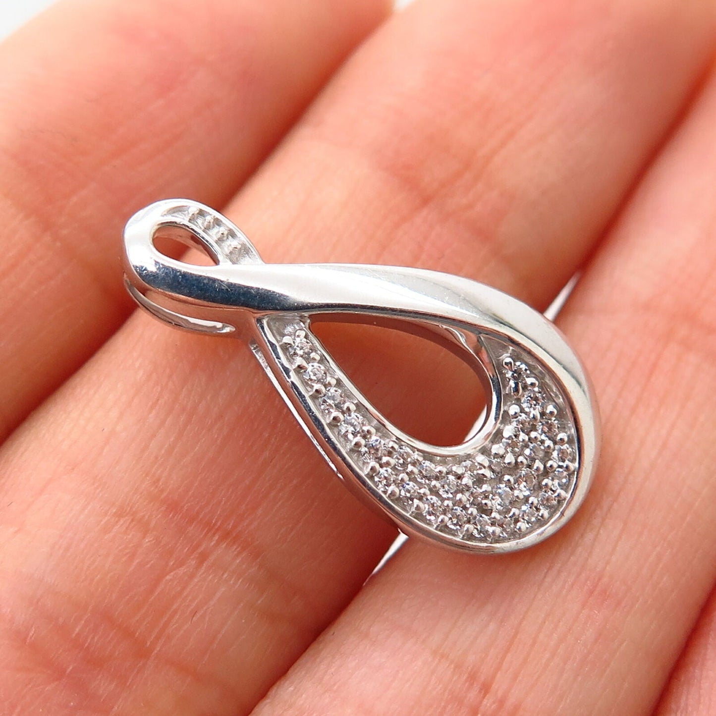 925 Sterling Silver C Z Infinity Design Slide Pendant