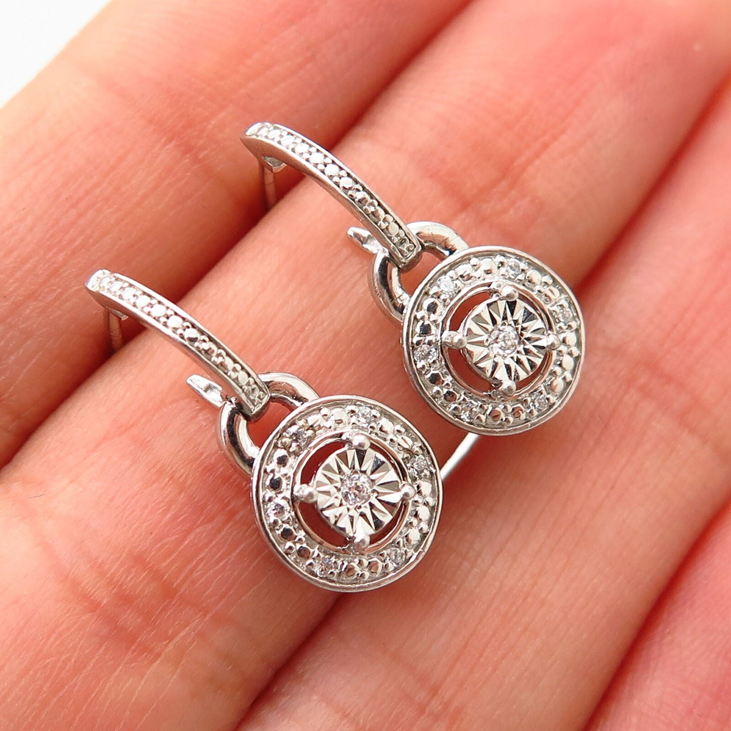 925 Sterling Silver C Z Fancy Dangling Earrings