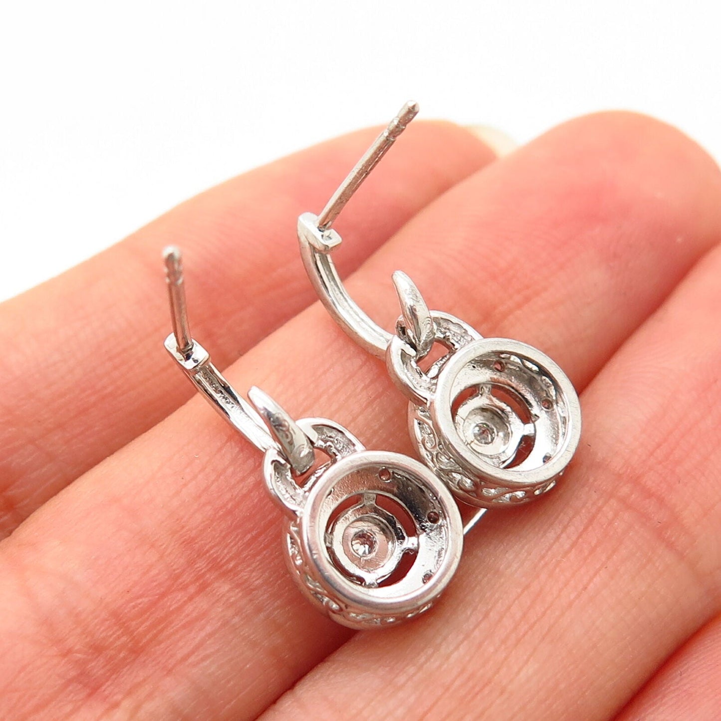 925 Sterling Silver C Z Fancy Dangling Earrings