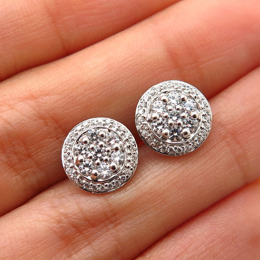 925 Sterling Silver C Z Round Design Stud Earrings