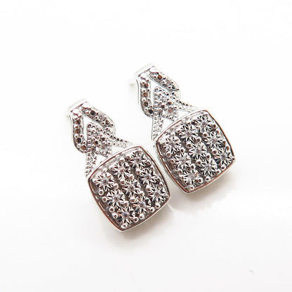 925 Sterling Silver C Z Square Stud Earrings