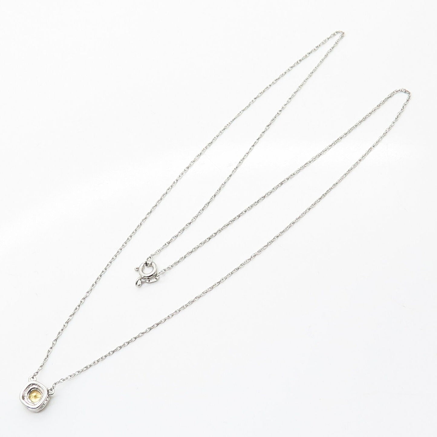 925 Sterling Silver White & Citrine-Tone C Z Twisted Rope Chain Necklace 18"