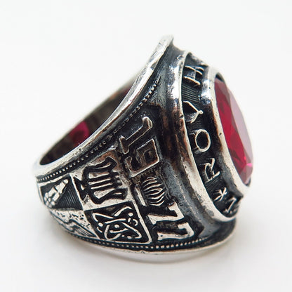 925 Sterling Vintage Reed Co. Lab-Created Ruby Roy H. Mann School Ring Size 6