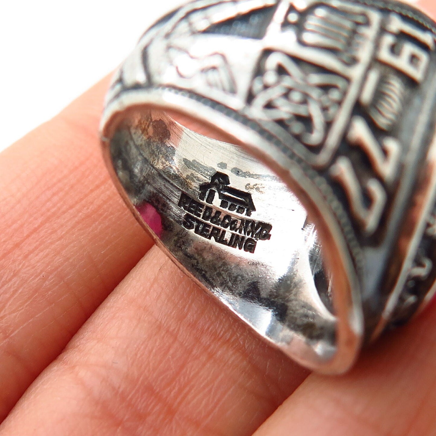 925 Sterling Vintage Reed Co. Lab-Created Ruby Roy H. Mann School Ring Size 6