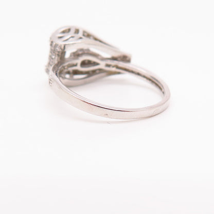 925 Sterling Silver C Z Abstract Folded Design Ring Size 6.5