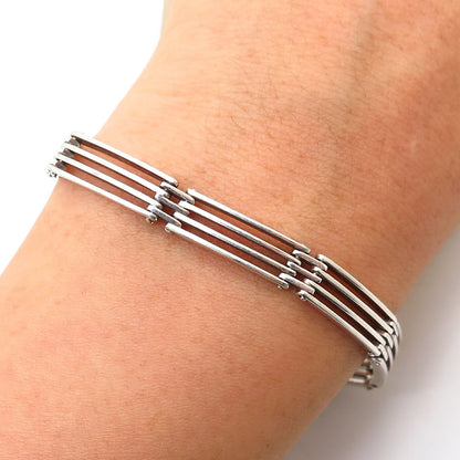 925 Sterling Silver Gate Link Bracelet 6 3/4"