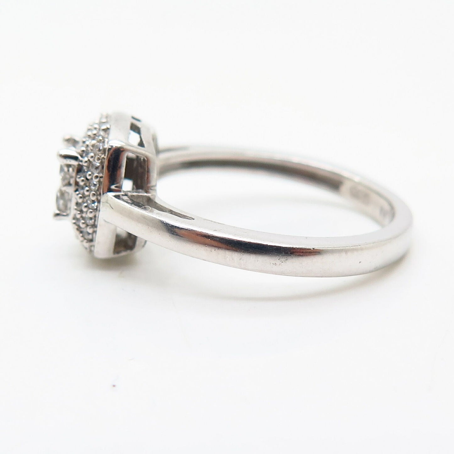 925 Sterling Silver C Z Square Design Engagement Ring Size 6.5