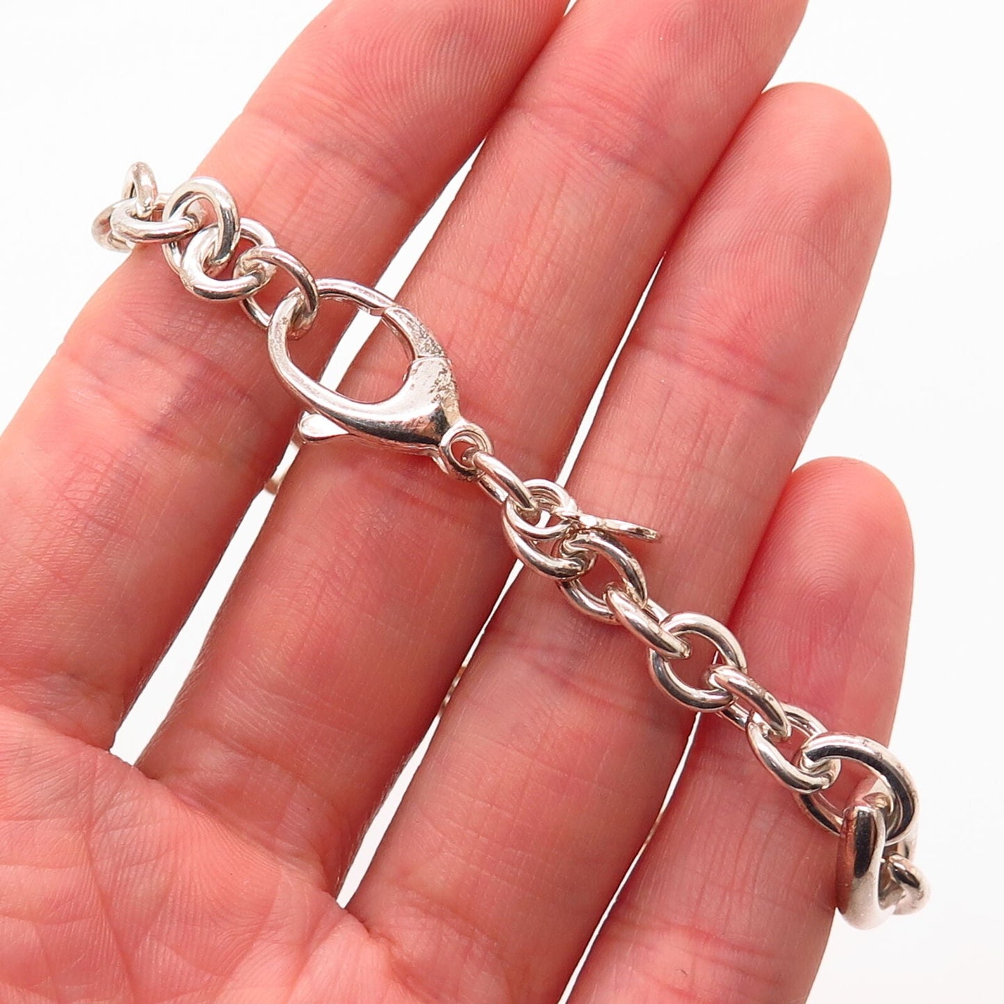 925 Sterling Silver Italy Fancy Cable Link Bracelet 6.5"