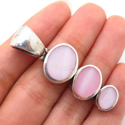 925 Sterling Silver Real Pink Mother-of-Pearl Pendant