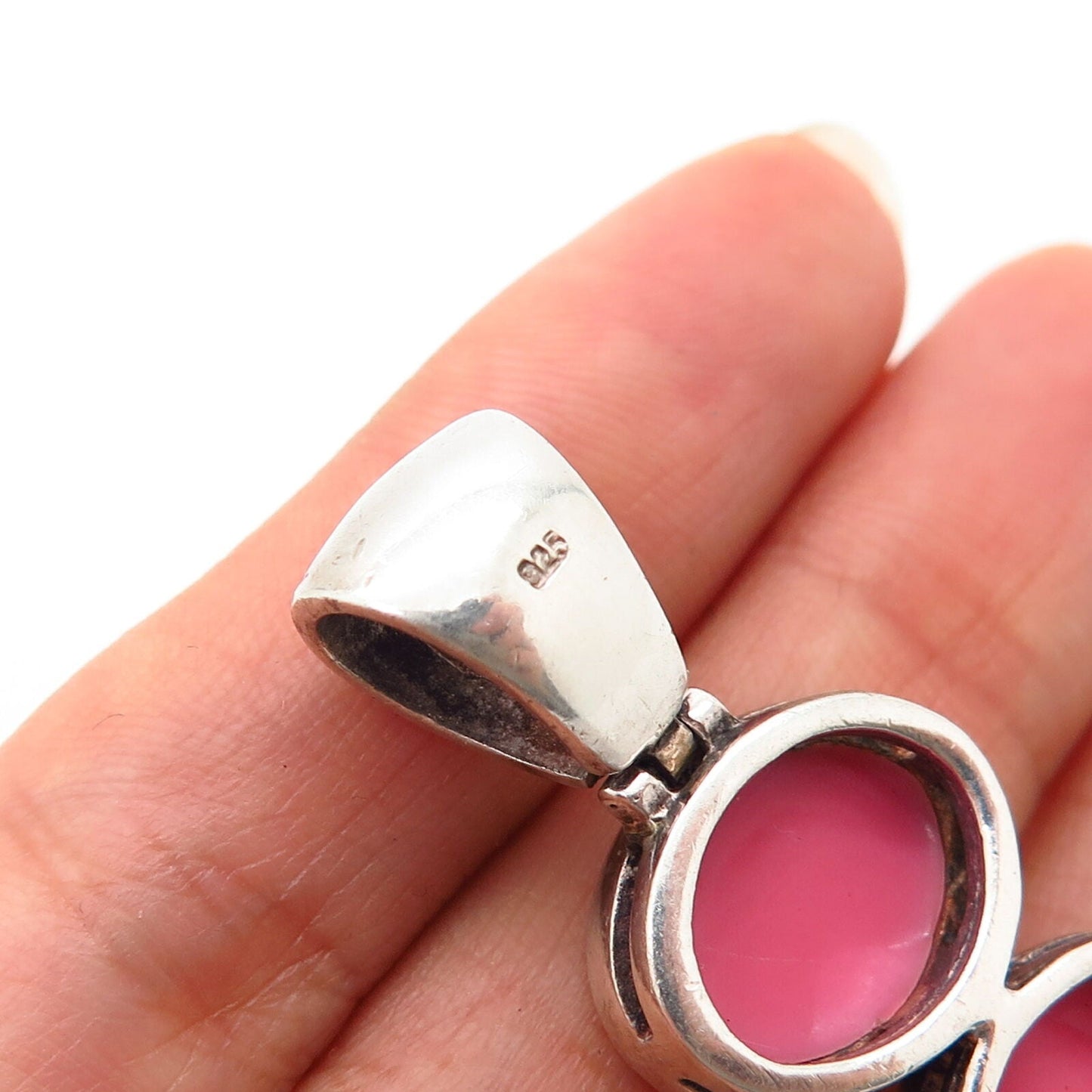 925 Sterling Silver Real Pink Mother-of-Pearl Pendant