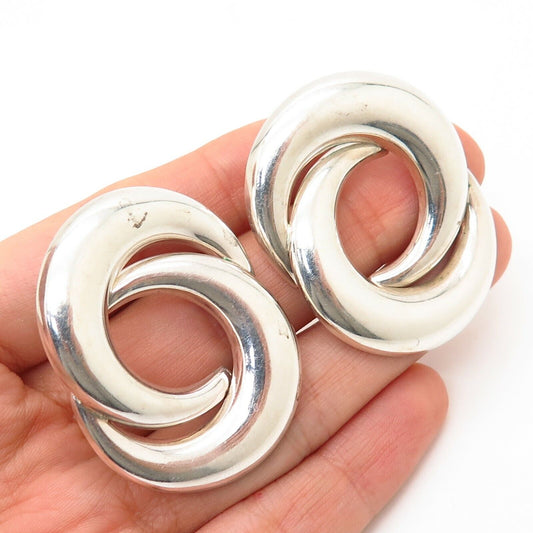 925 Sterling Silver Vintage Mexico Swirl Design Earrings