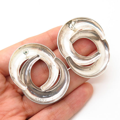 925 Sterling Silver Vintage Mexico Swirl Design Earrings