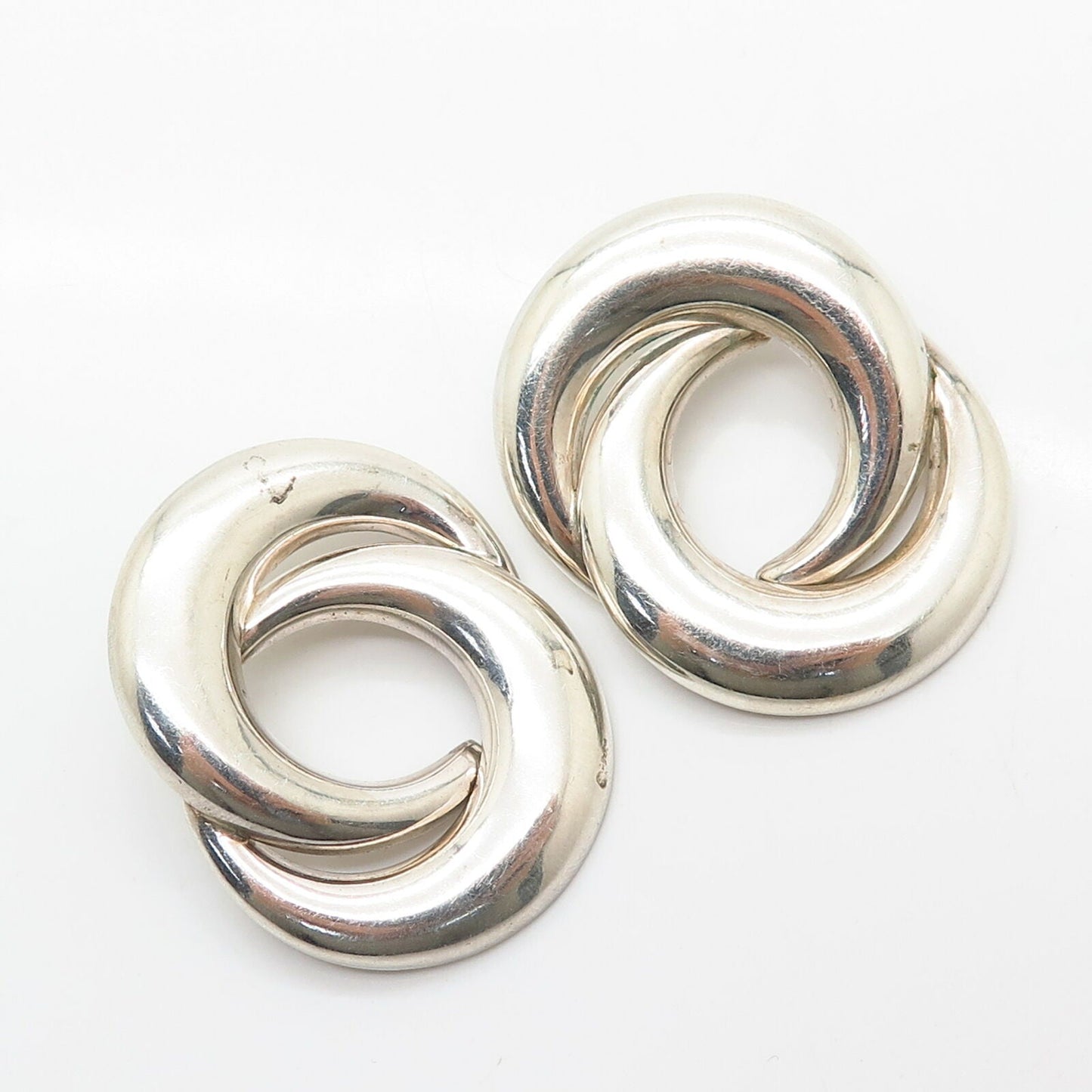 925 Sterling Silver Vintage Mexico Swirl Design Earrings