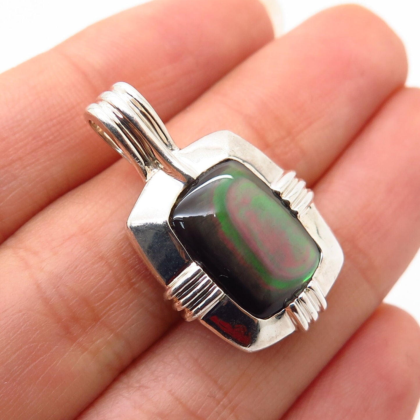 925 Sterling Silver Real Brown Mother-of-Pearl Slide Pendant