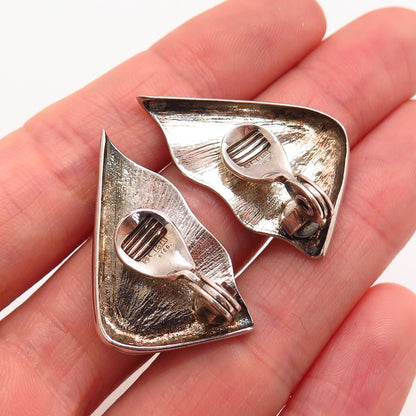 925 Sterling Silver Vintage Ciani Wrinkled Design Clip On Earrings