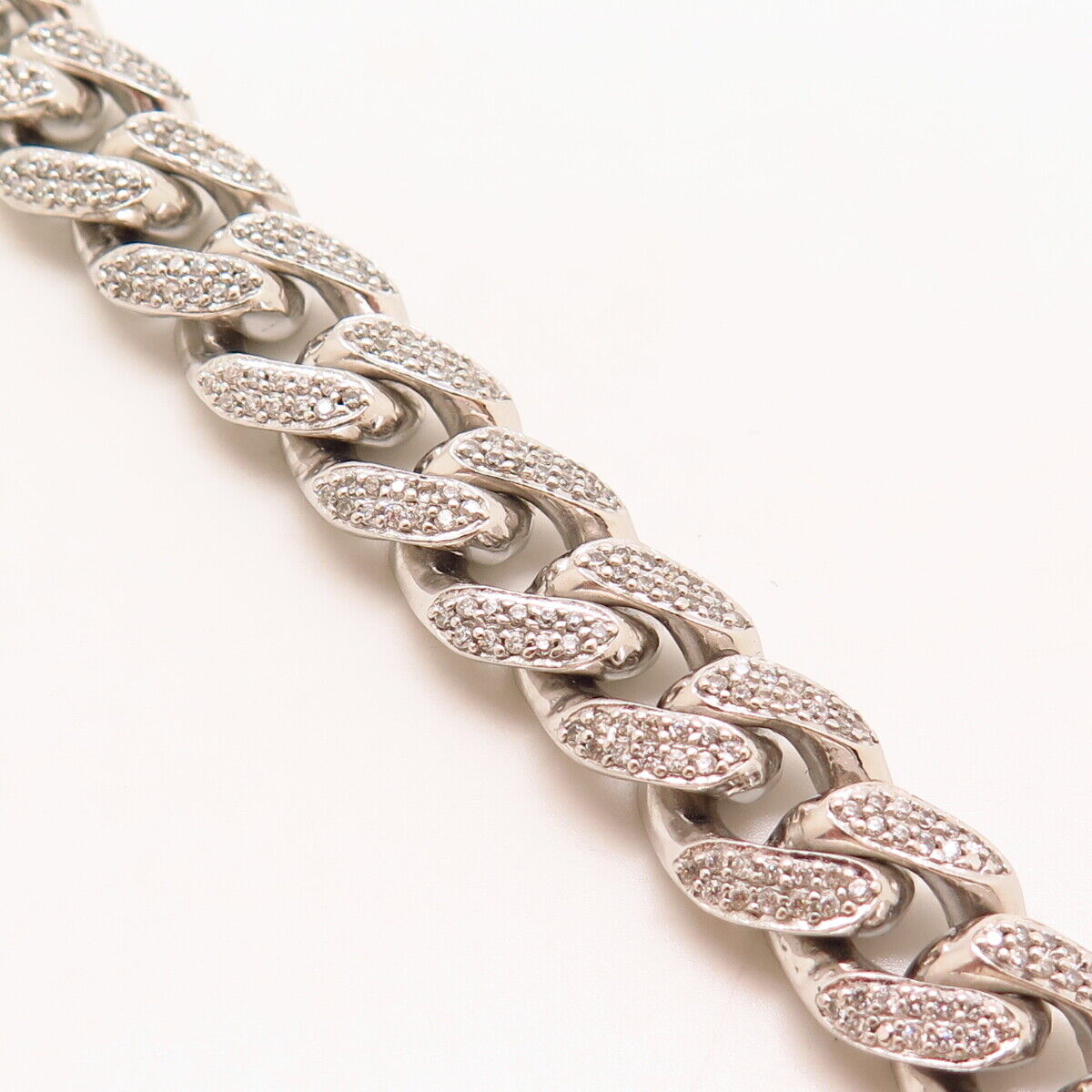 925 Sterling Silver C Z Thick Chunky Cuban Link Bracelet 8.5"