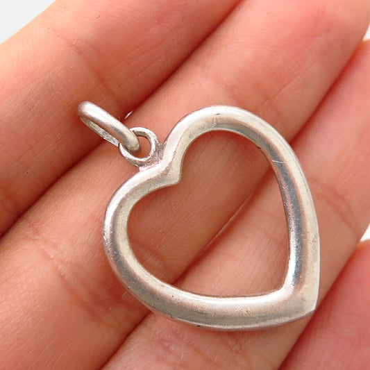 925 Sterling Silver Open Heart Design Hollow Pendant