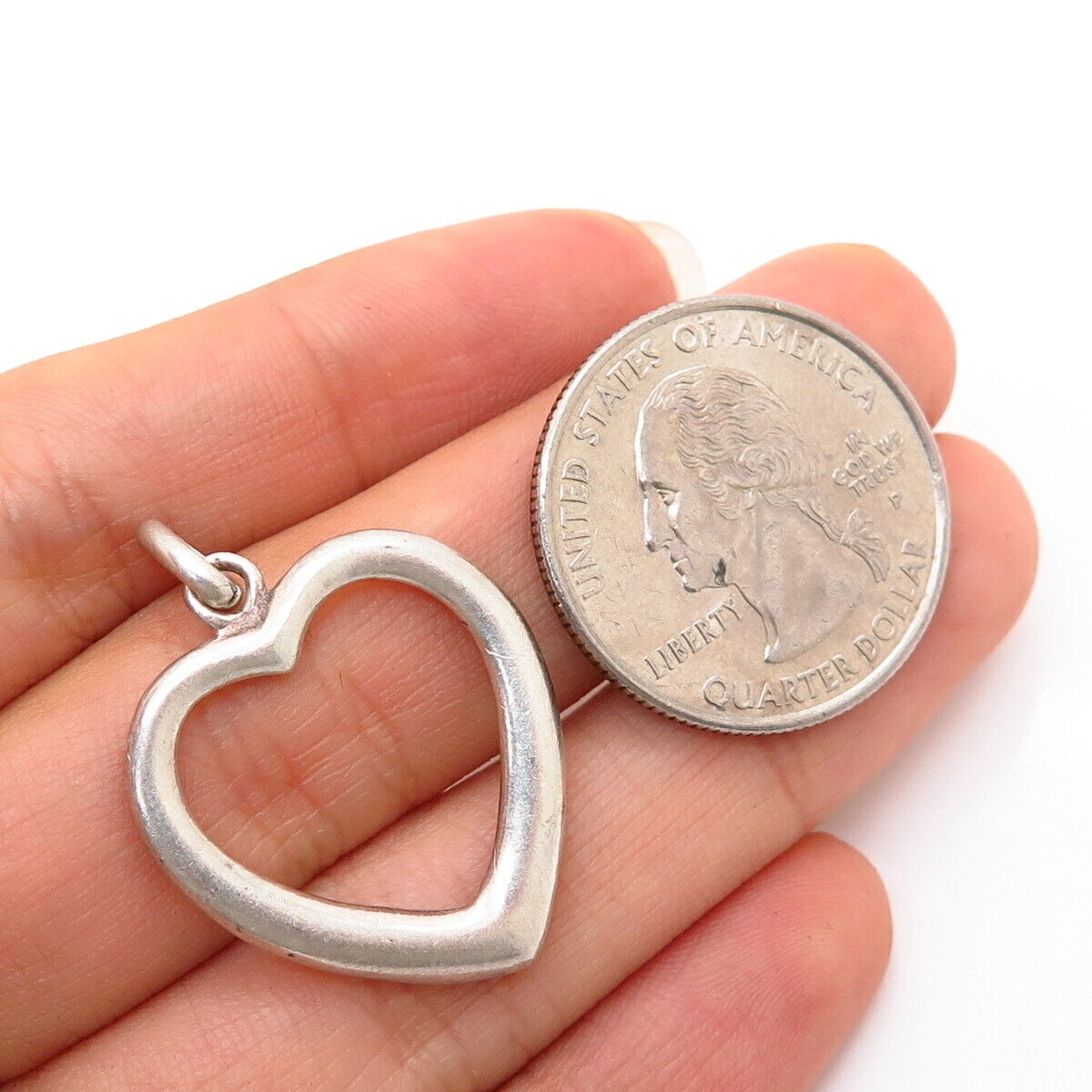 925 Sterling Silver Open Heart Design Hollow Pendant