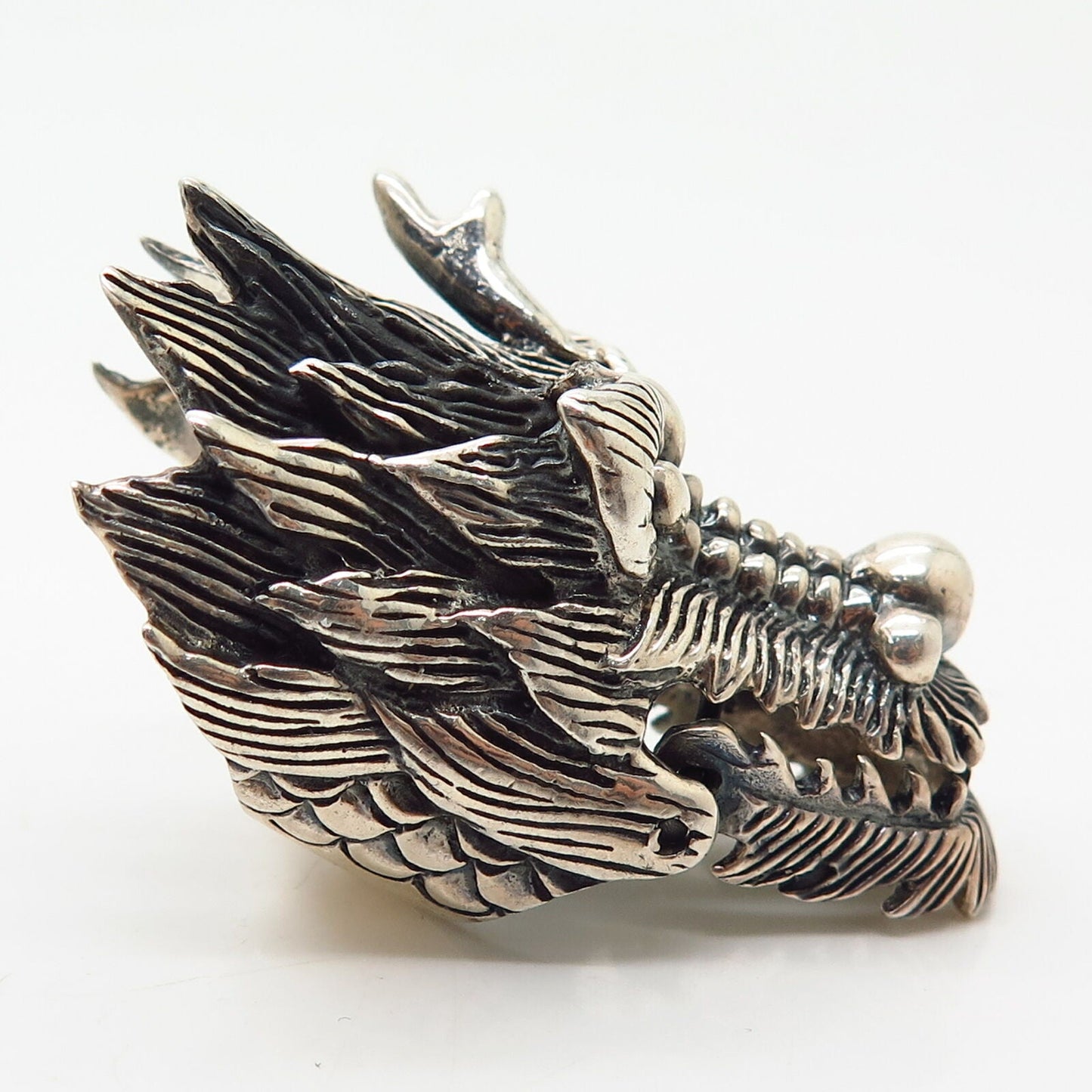 925 Sterling Silver Vintage Movable Dragon Phalanx Ring Size 5 1/4