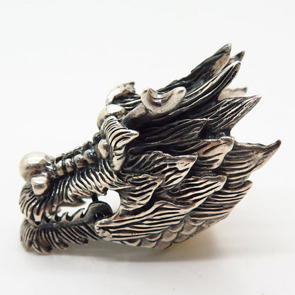 925 Sterling Silver Vintage Movable Dragon Phalanx Ring Size 5 1/4